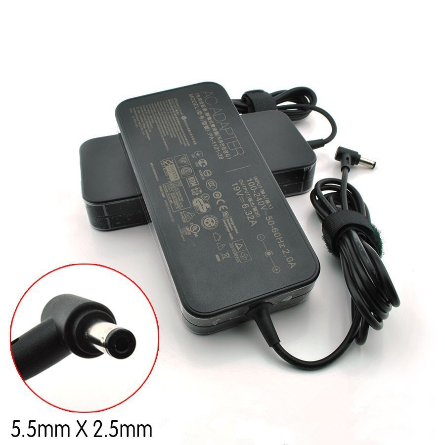 (ADAPTER) SẠC LAPTOP ASUS 19V-6.32A (120W) (Slim, Đầu thường) kích thước đầu ghim (5.5 x 2.5 mm)