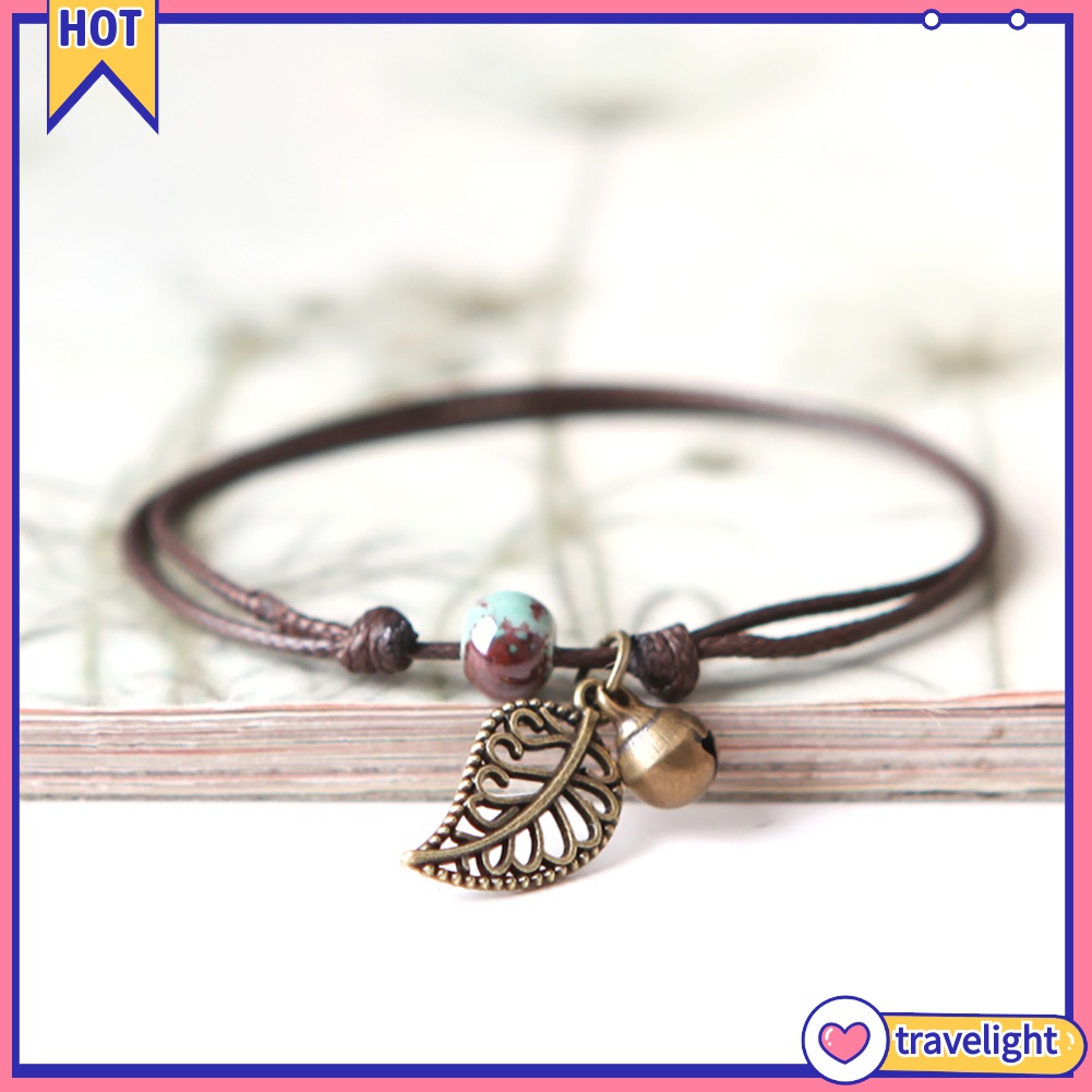 Vòng đeo tay mặt hình chiếc lá đính hạt gốm sứ kiểu dáng cổ điển