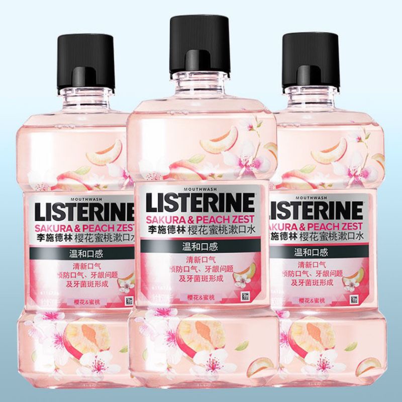 NƯỚC SÚC MIỆNG CHAI LỚN LISTERINE MÙI ĐÀO SAKURA & PEACH THƠM MIỆNG NGỪA SÂU RĂNG HIỆU QUẢ