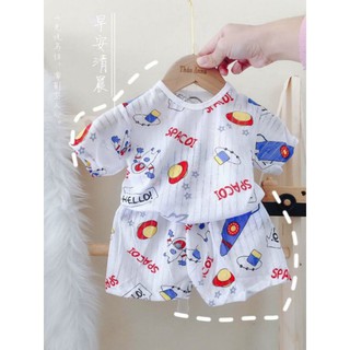 Combo 5 bộ cộc tay cotton giấy cài vai cho bé 4 14kg