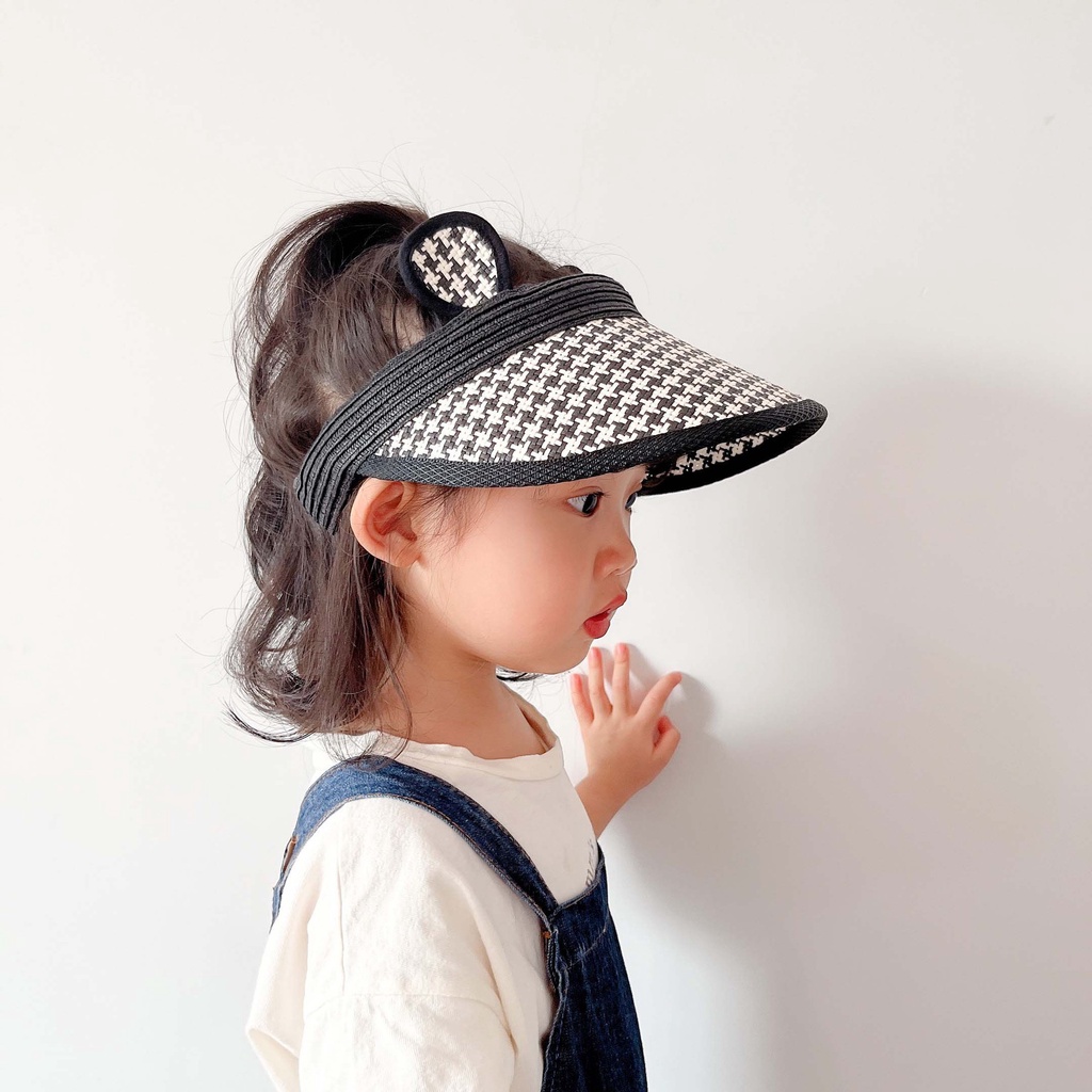 Mũ Cói Hở Chóp Tai Thỏ Chống Nắng Dễ Thương Cho Bé