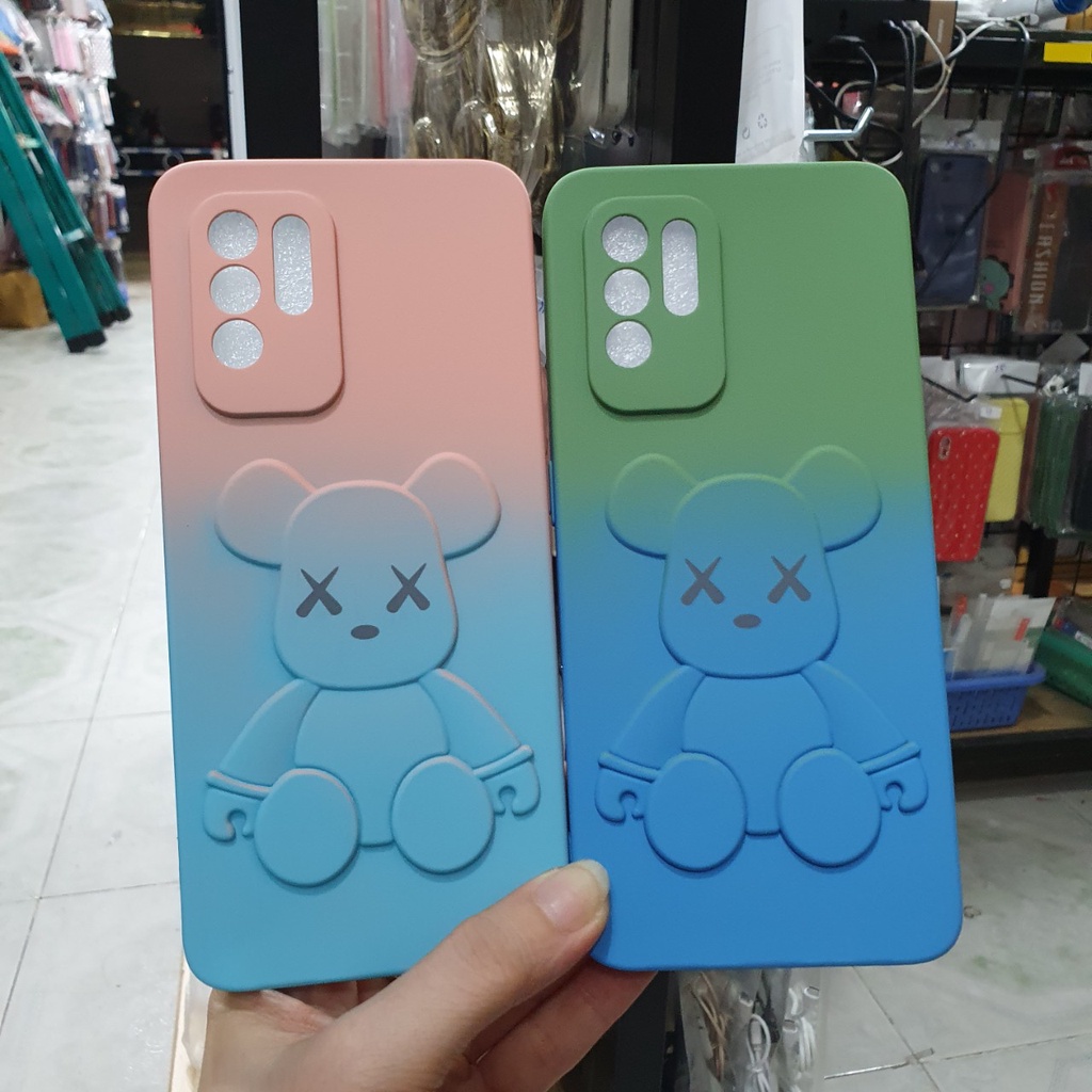 Ốp điện thoại Oppo Reno 6Z dẻo màu in hình gấu nổi