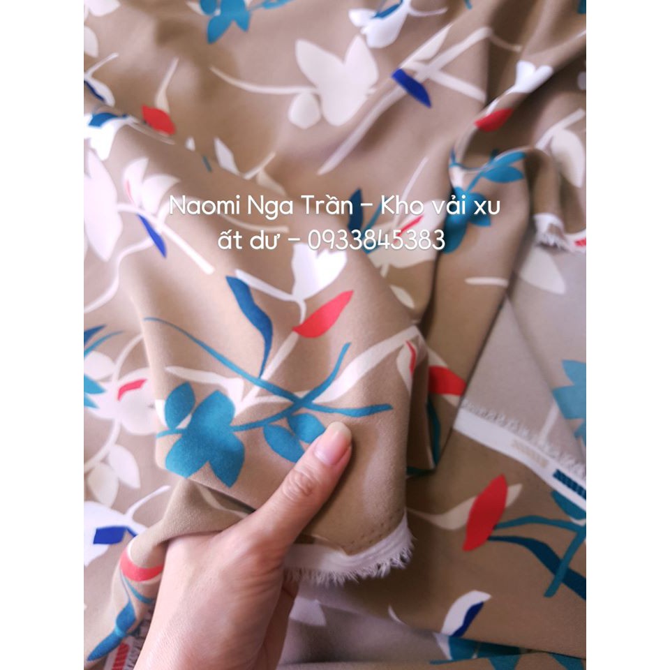 lụa cát mềm rũ, ko cần lót, hoa nền nude, chuẩn đầm, set bộ, quần tây