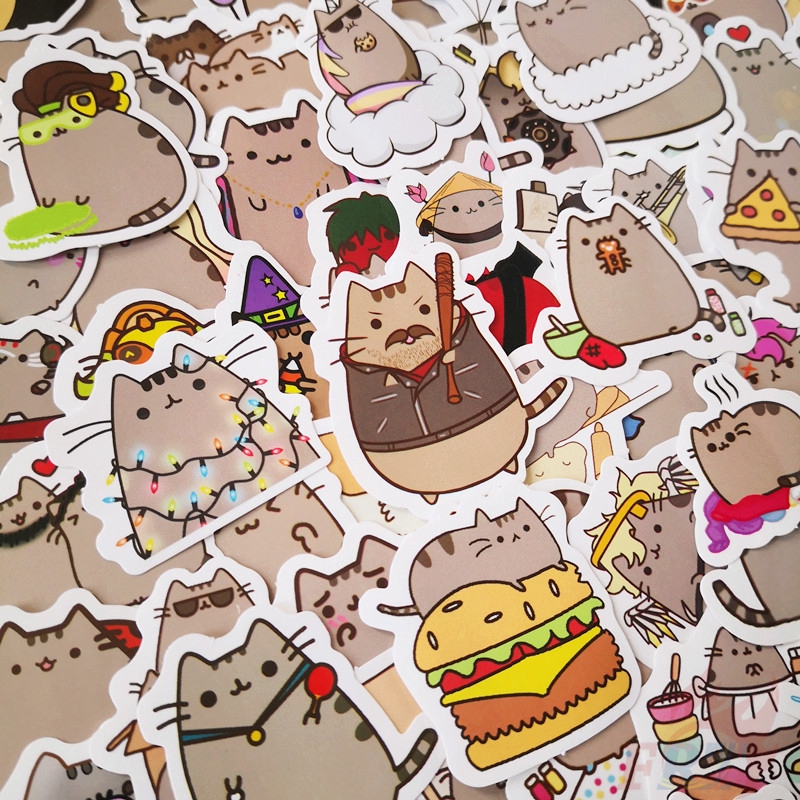 100Pcs/Set ❉ I Am Pusheen The Cat Series A Giấy và decal dán tường ❉Pusheen DIY Mixed Laptop Decals Doodle Stickers
