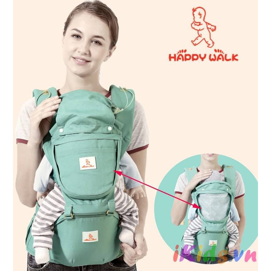 Địu ngồi Happy Walk 803 xuất Mỹ, có túi để đồ