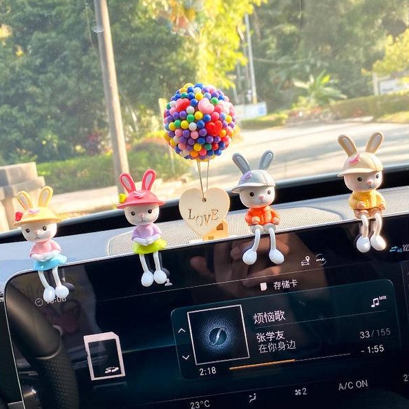 Phụ Kiện Trang Trí Nội Thất Xe Hơi Hình Thỏ Dễ Thương Sáng Tạo