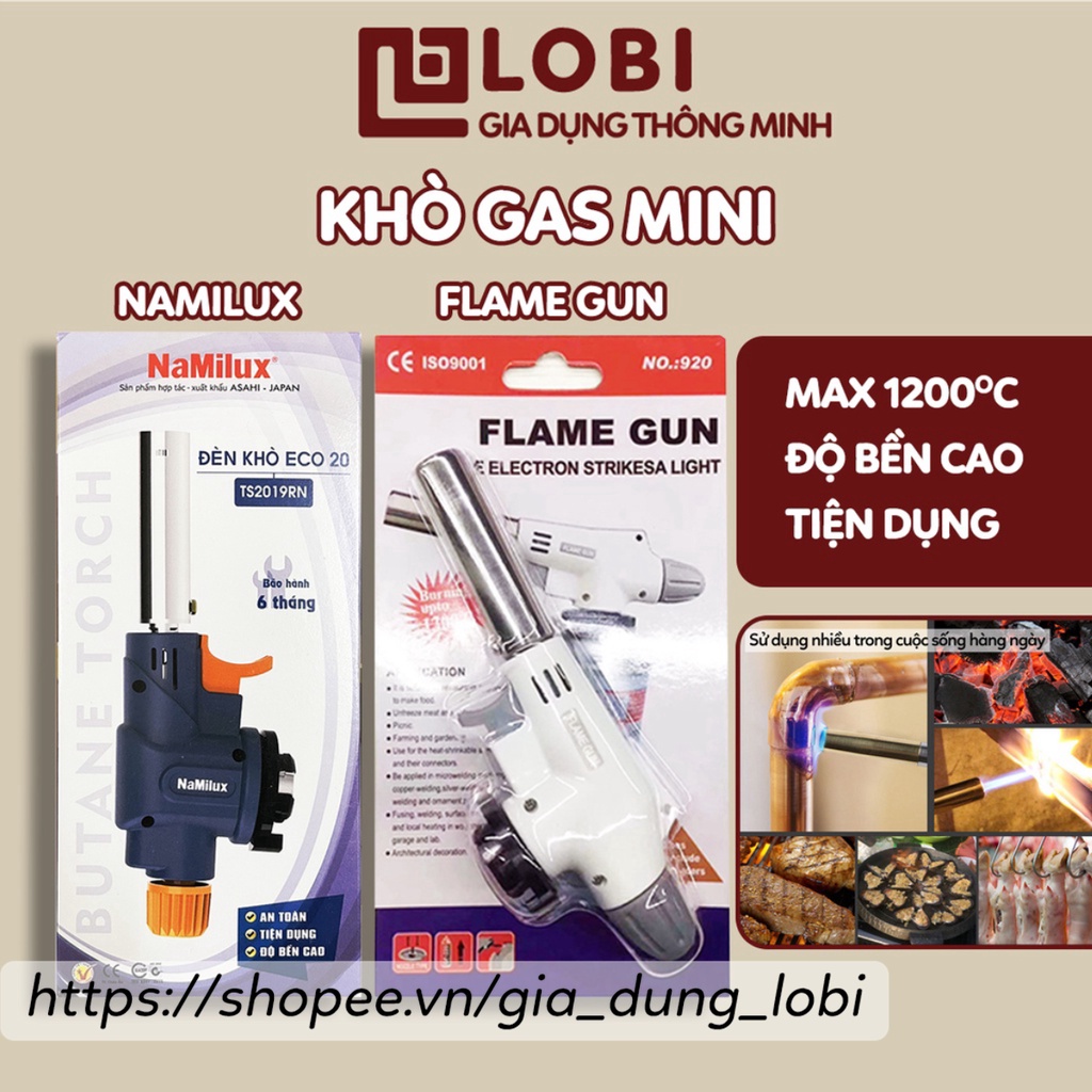 Khò gas mini NaMilux Flame Gun đầu khò gas mini đánh lửa tự động mồi bếp chế biến thực phẩm