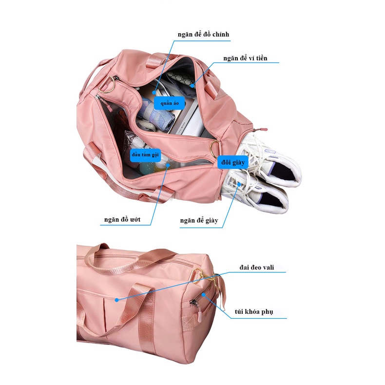 Túi du lịch thời trang, tập thể thao, tập gym, đa tiện dụng 2 cỡ to và nhỏ, PKC-DL01