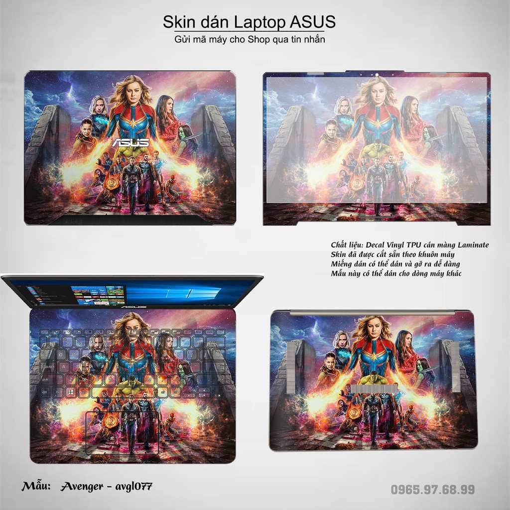Skin dán Laptop Asus in hình Avenger (inbox mã máy cho Shop)