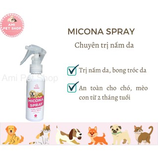 Dung dịch phun xịt ngoài da Micona Spray Vemedim giảm nấm da chó mèo, chai 100ml
