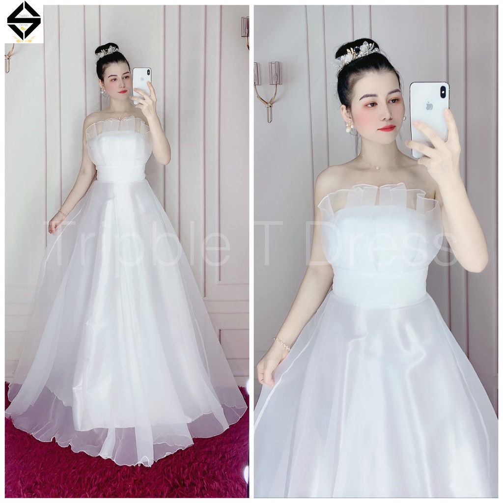 Đầm maxi cúp mặc cưới xếp ly ngực TRIPBLE T DRESS - size S/M/L - MS1Y