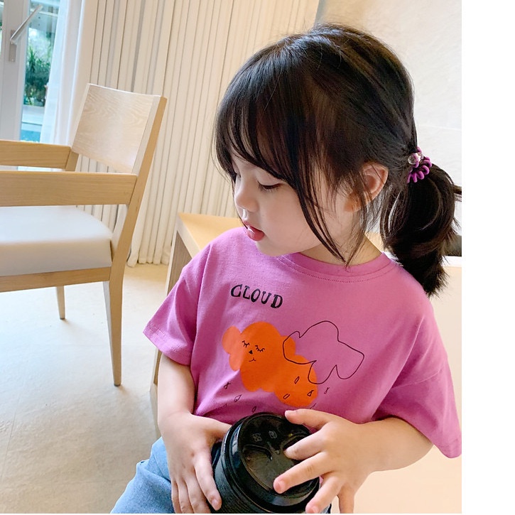 Áo Thun Tay Ngắn In Họa Tiết Hoạt Hình Dễ Thương Dành Cho Bé Gái