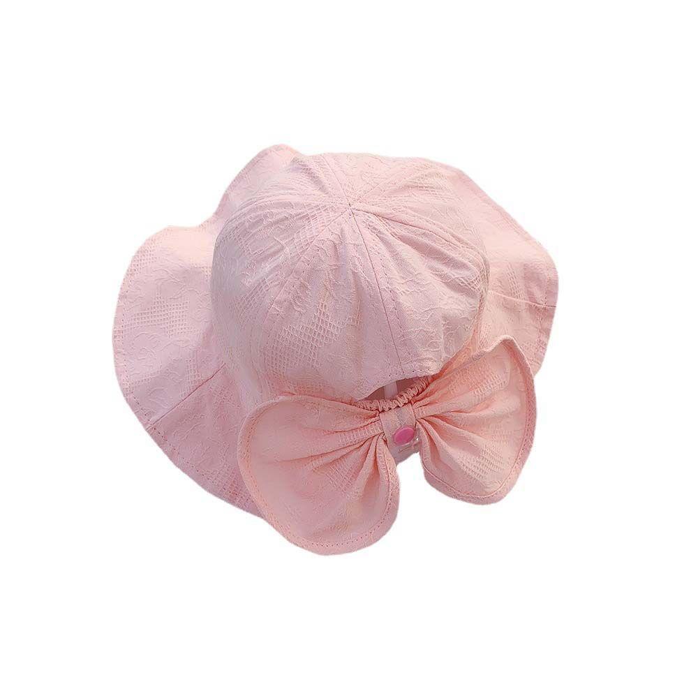 Nón Bucket Chất Cotton Phối Nơ Đáng Yêu Cho Bé Gái