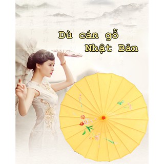 Dù cán gỗ Nhật Bản MÀU VÀNG đạo cụ dựng phim cổ trang đạo cụ múa phụ kiện trang trí ASAM