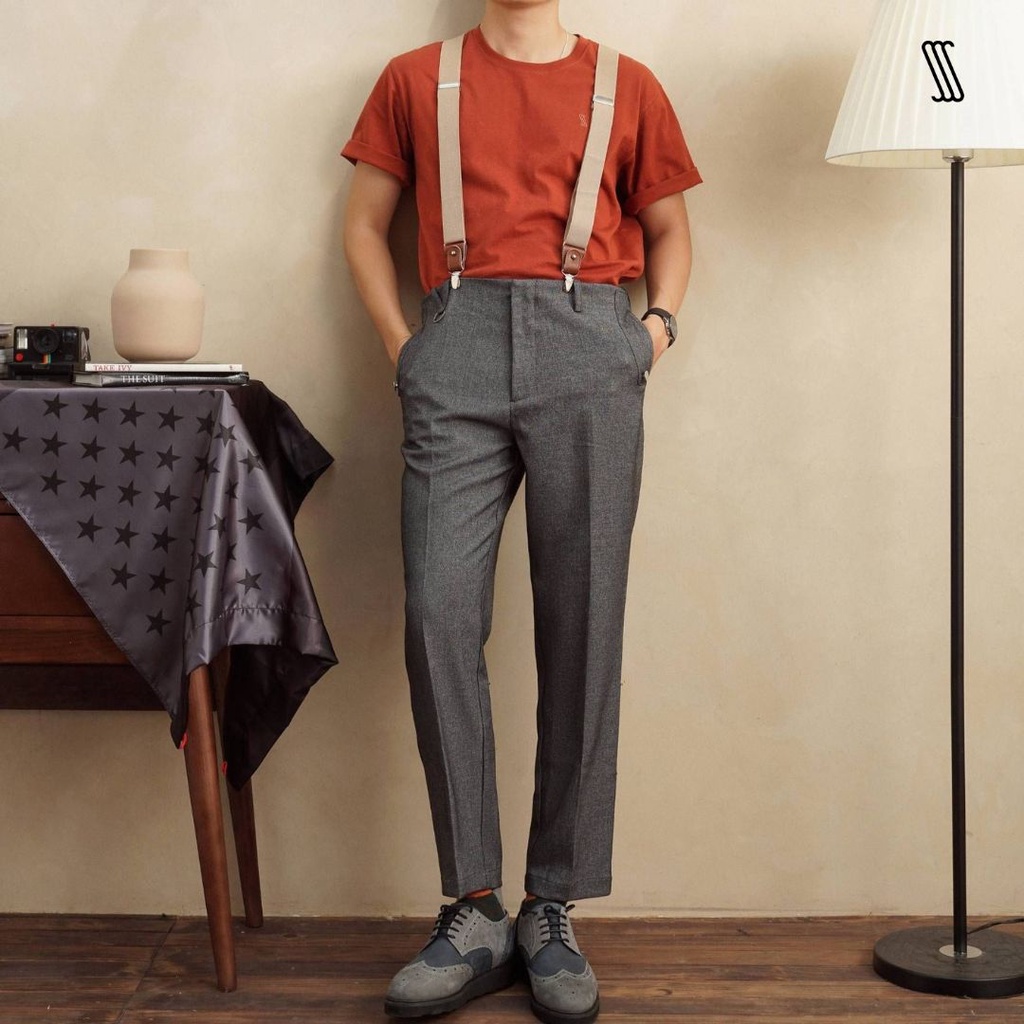 Quần âu ống đứng nam SSSTUTTER cạp liền form cơ bản có khoen đỉa CIRRUS TROUSERS
