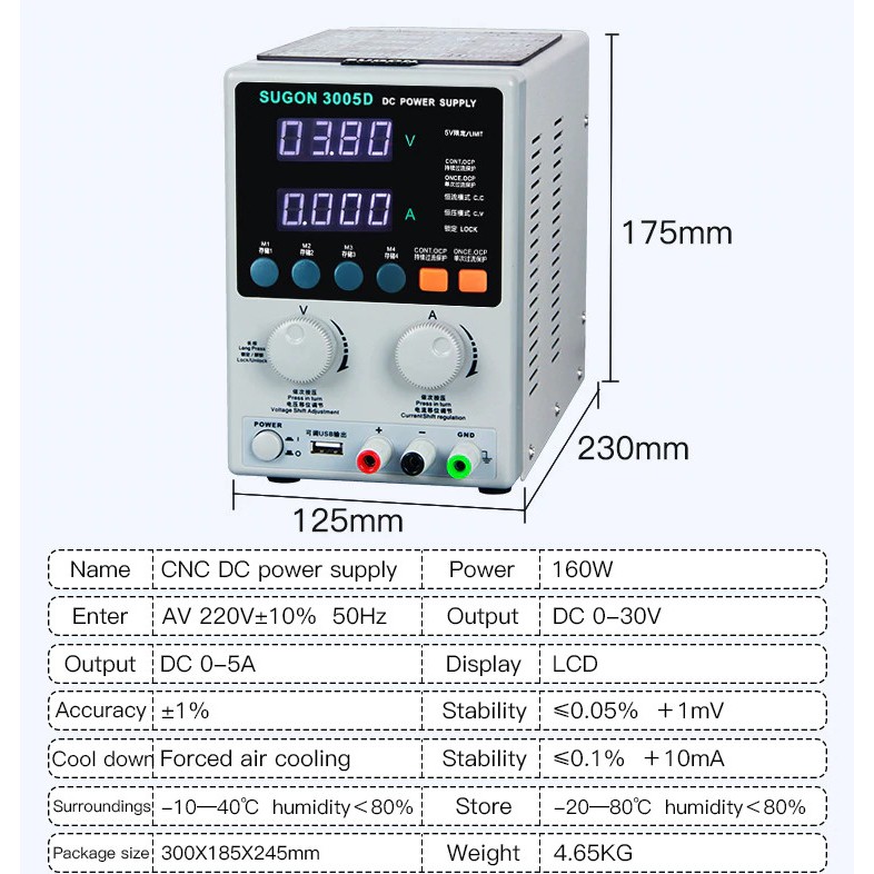 Máy cấp nguồn Sugon 3005D 4 số 30V-5A