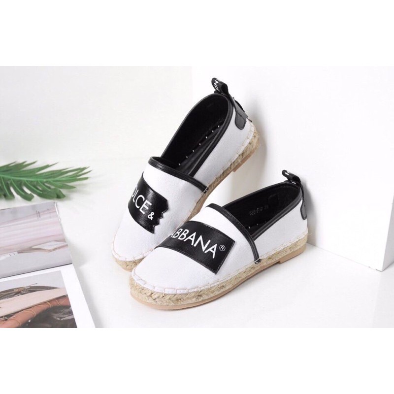 Giày slipon đế cói, da pha đen cao cấp