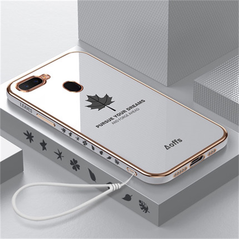 Ốp Điện Thoại Silicon Mềm Chống Rơi Hình Lá Phong Gắn Dây Đeo Cho OPPO A7 A5s A3s A5 A9 A53 2020 A5 2020 A15 A15S A54 4g