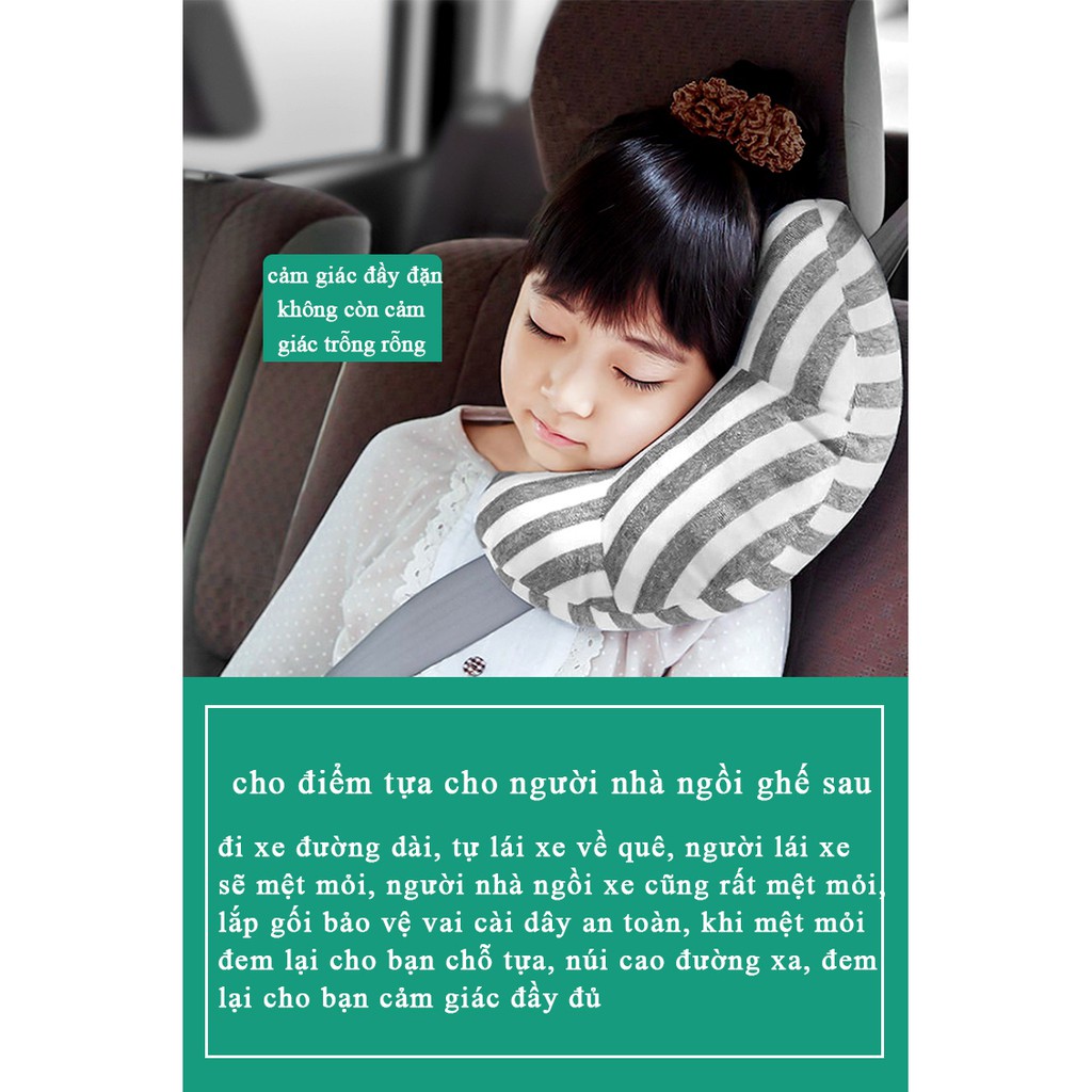 Bộ 2 Cái Gối Bông Kid Sleep In Car ( Nâu Trắng ) - Home and Garden