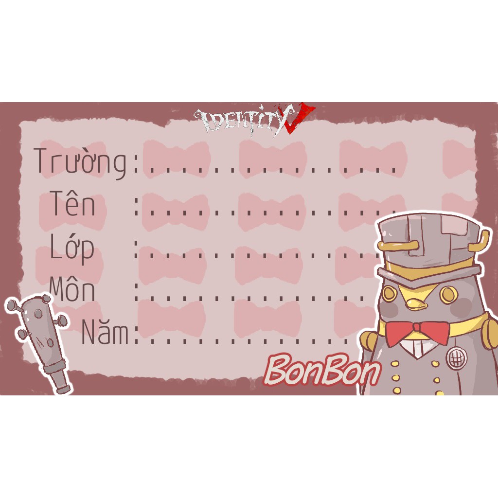 Nhãn vở anime Identity V ( 3 mẫu mới)- 1 set 16 nhãn vở - giá 10k