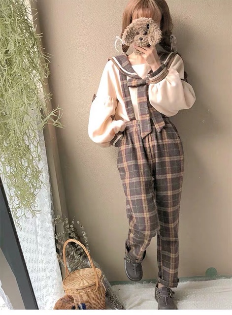 Quần yếm - váy yếm caro lolita NB 🍓 | BigBuy360 - bigbuy360.vn