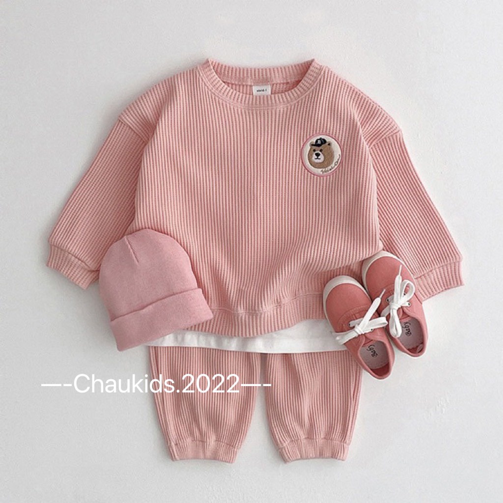 Set Đồ Thu Đông Bé Gái Bé Trai Mặc Ở Nhà,Bộ Đồ Cho Trẻ Em Họa Tiết Thêu Dễ Thương Áo Cổ Tròn Phong Cách Hàn Quốc- CKTD22