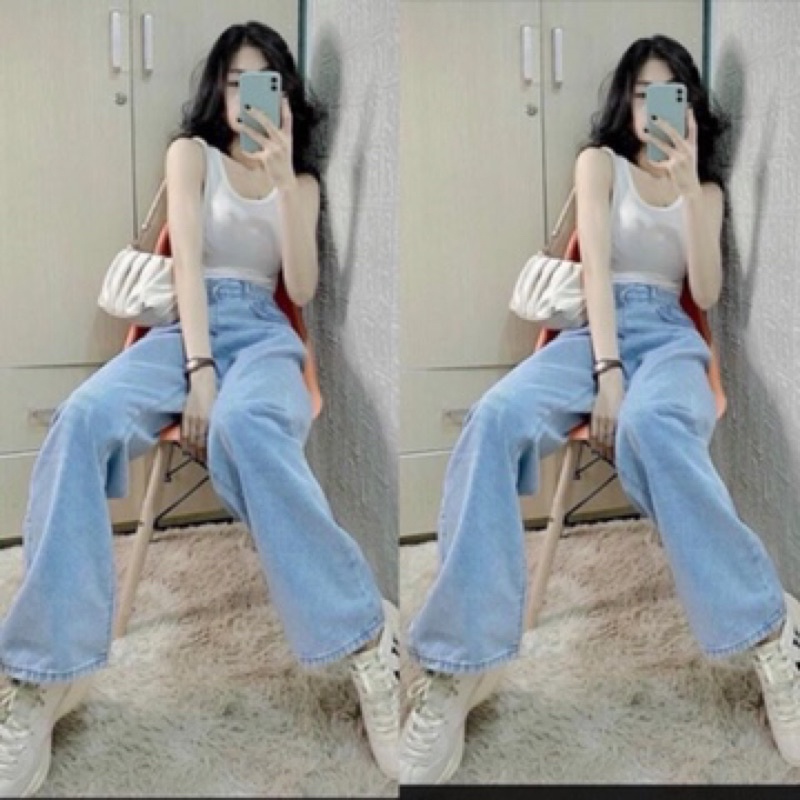 [Mã 12FASHIONSALE1 giảm 10K đơn 50K] Quần Jean Ống Rộng GÀI EO Ulzzang Unisex Hot hit