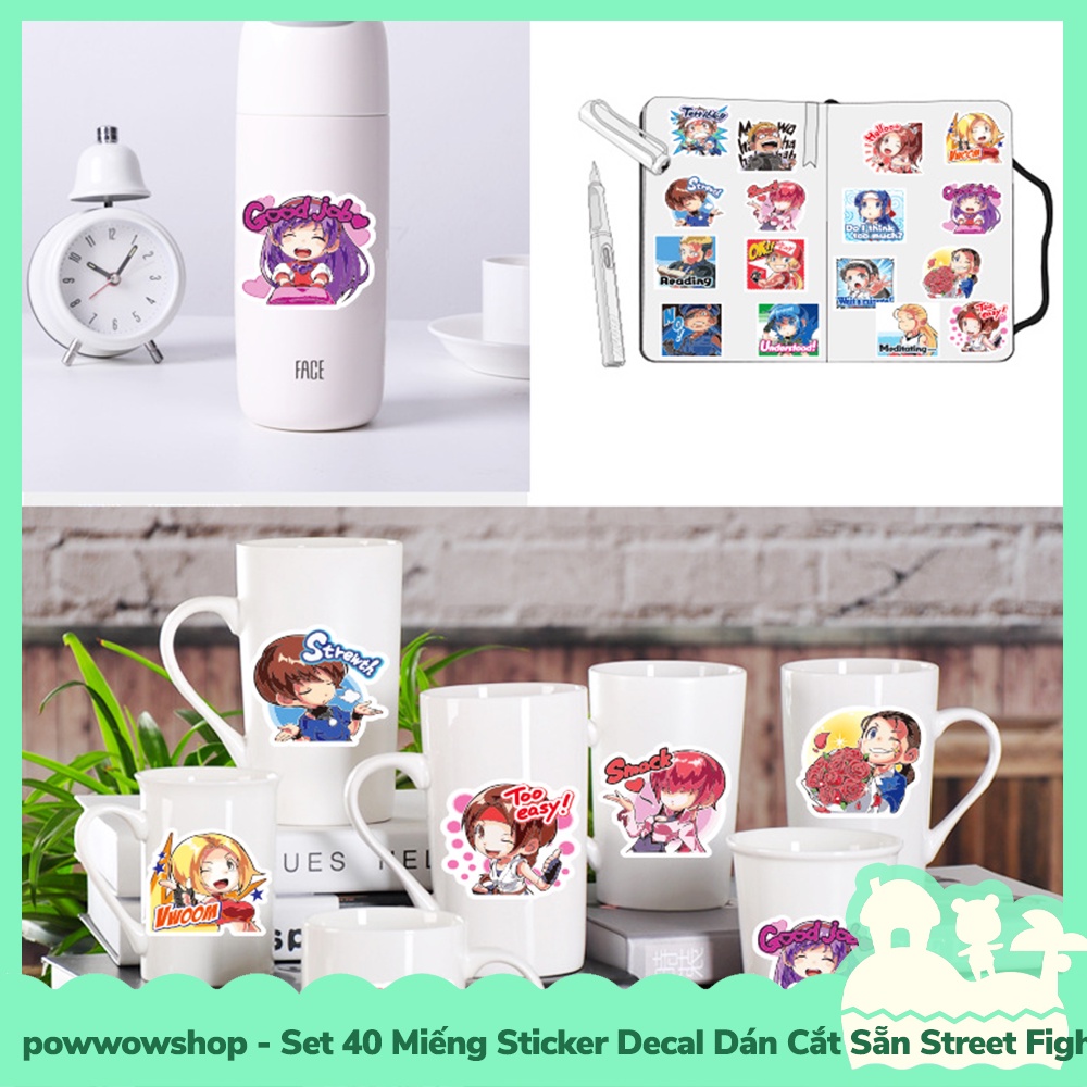 [Sẵn VN - Hỏa Tốc] Set 40 Miếng Sticker Decal Cắt Sẵn DIY Dán Trang Trí Vật Dụng Mẫu Nhân Vật Game Street Fighter Cute M