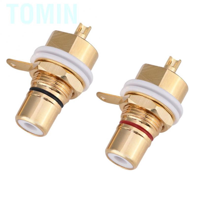 2 Pcs Gold Plated Copper RCA Panel Mount Female Jack Terminal Socket Audio Connector