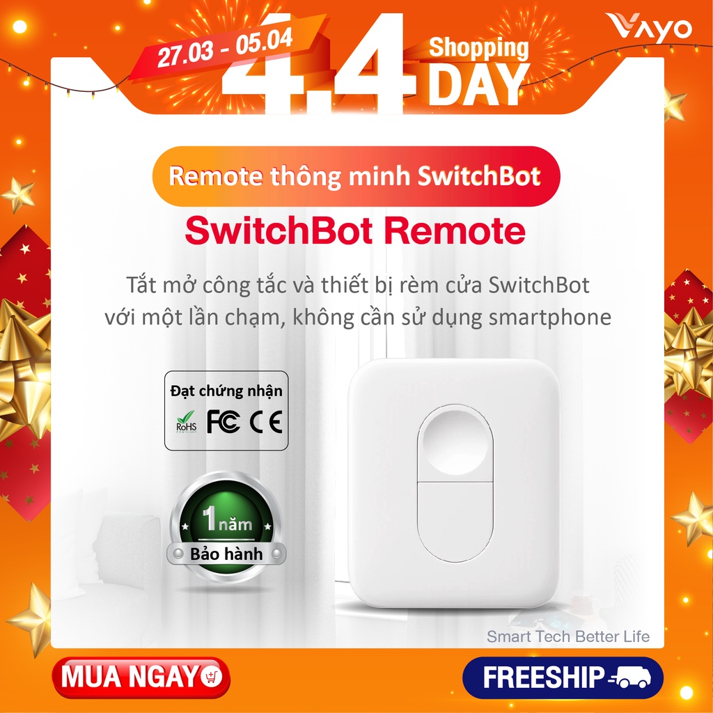 Remote thông minh - SwitchBot Remote điều khiển tích hợp Rèm thông minh và công tắc thông minh SwitchBokeetsBluetooth 5.