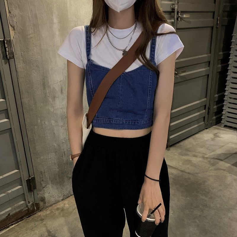 Áo yếm 2 dây bò jean kiểu dáng cơ bản Sherry Cabinet