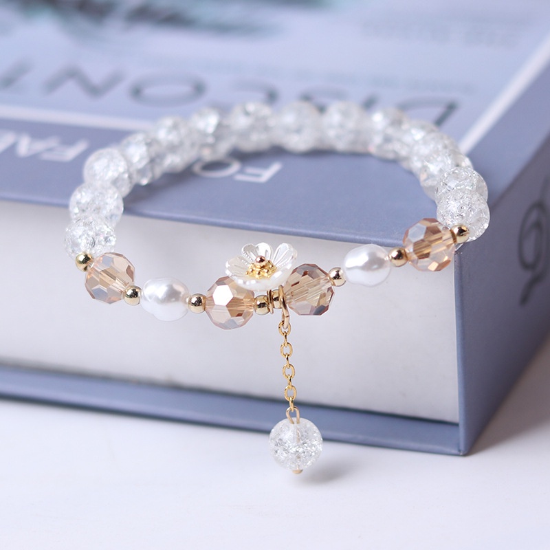 Vòng tay BELLA-Bee xâu hạt pha lê hình hoa may mắn xinh xắn cho nữ