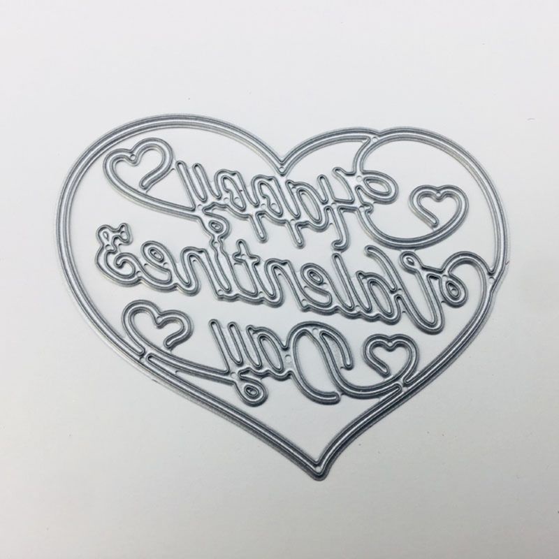 Khuôn Cắt Giấy Làm Từ Kim Loại Hình Trái Tim Happy Valentines Trang Trí Scrapbook