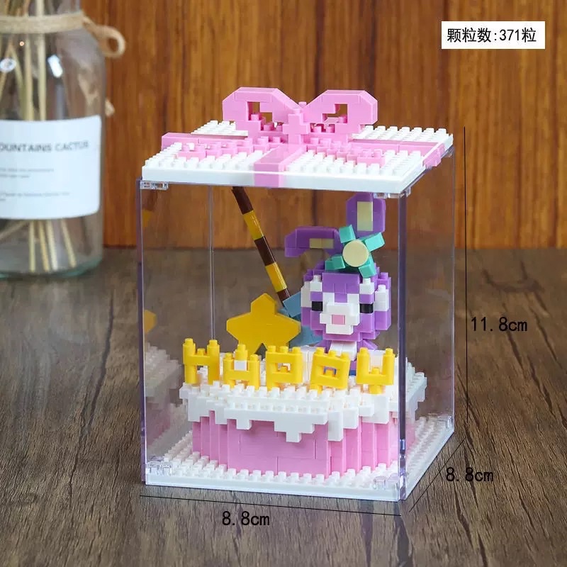 [CÓ SẴN] Mô Hình Lắp Ghép Lego Tạo Hình Bánh Kem Sinh Nhật  3D Thỏ Stella lou Và Donal Đồ chơi thông Minh Cho Bé Có Đèn