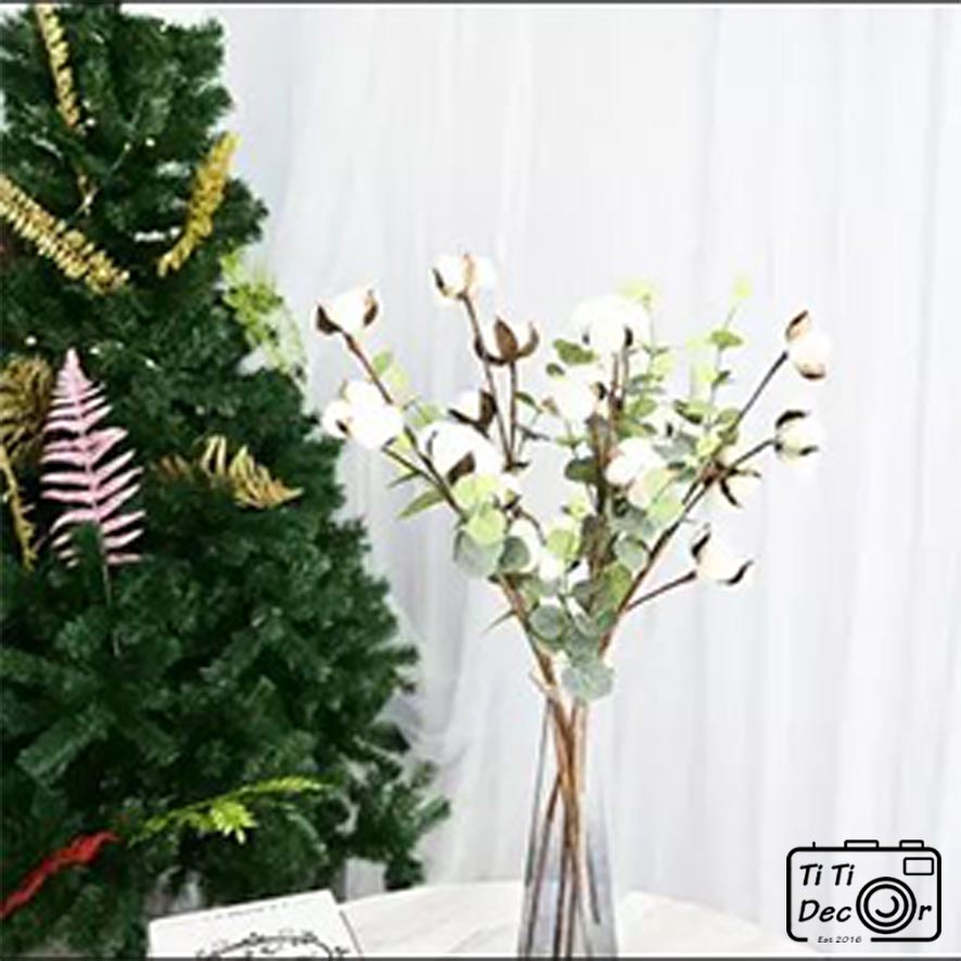 Bông hoa gòn trang trí chrismast, giáng sinh, noel, xmas, tiểu cảnh, hoa khô, mẫu cành nhiều bông – Titi decor