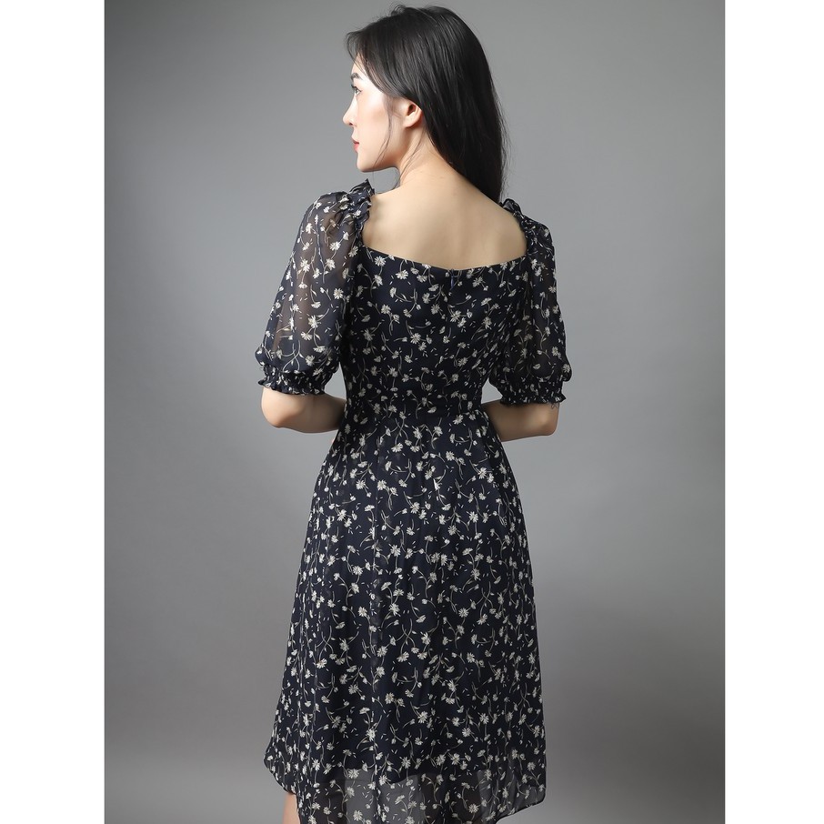 Đầm xòe cổ vuông, chun vai và tay Emspo DS4035