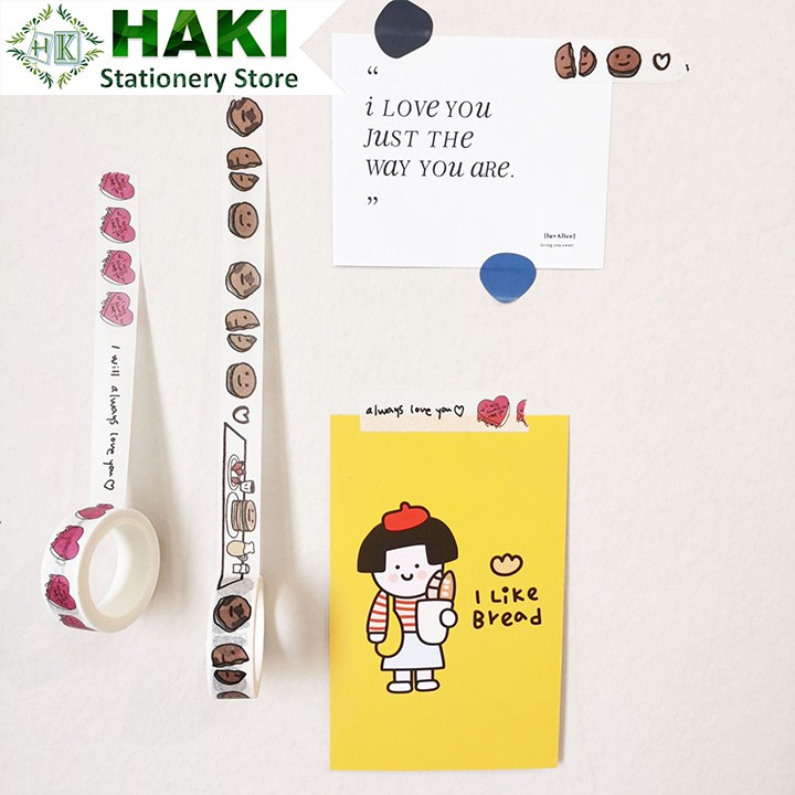 Washi tape cute HAKI, băng dính washi tape hoạt hình trang trí sổ đáng yêu dễ thương BD09