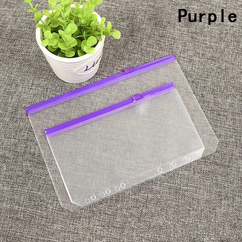 Ngăn đựng tài liệu 6 lỗ đóng gáy làm từ PVC có khóa kéo dùng làm sổ nhật ký