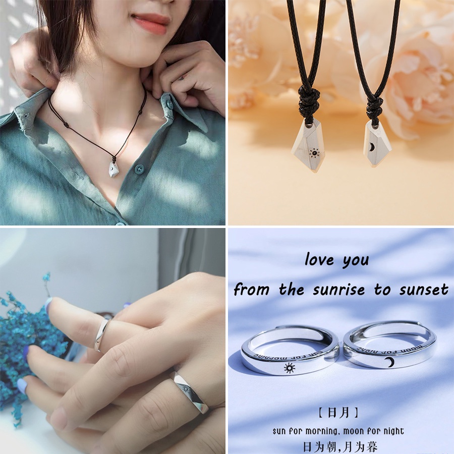 Bộ 2 Vòng cổ Mặt Trời Và Mặt Trăng Thời Trang Cho Cặp Đôi