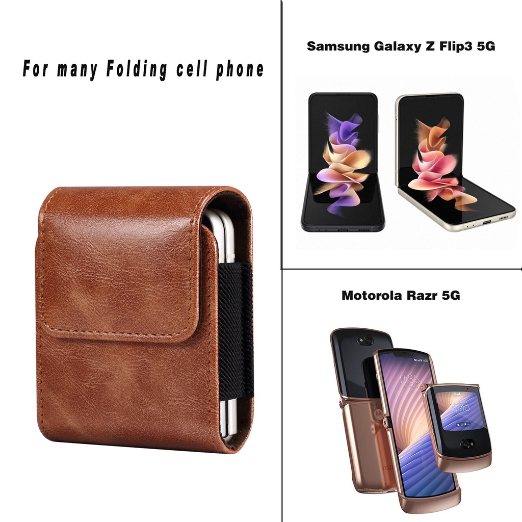 Túi đựng điện thoại nam da bao điện thoại đeo hông Samsung Galaxy Z Flip 3/2/1 5G/HUAWEI P50 Pocket