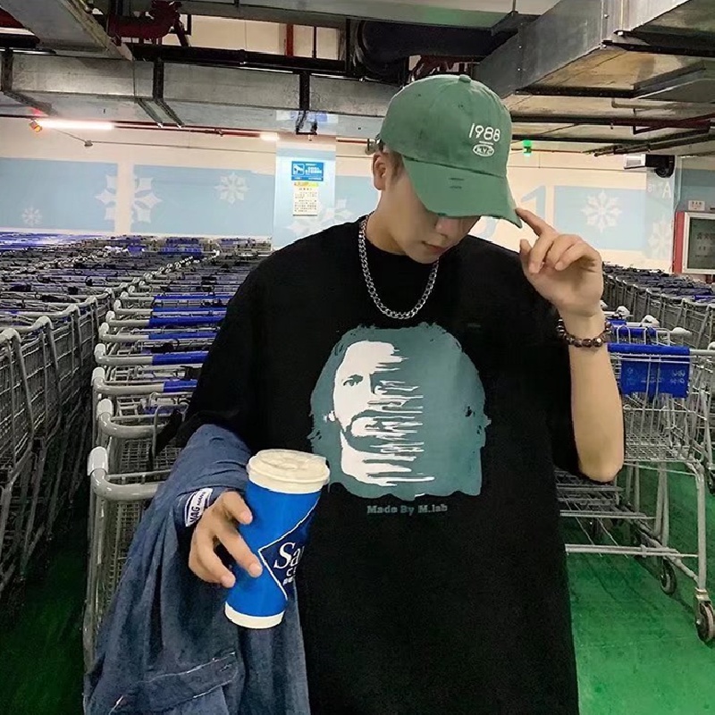 Áo Thun Dáng Rộng In Chữ Phong Cách Hip Hop Đường Phố Hàn Quốc Thời Trang Mùa Hè Cho Nam Cỡ M-5XL