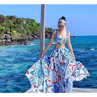 Đầm Maxi Thổ Cẩm, Đầm Maxi Đi Biển V88 Chất Lụa Mềm Mát, Họa Tiết Thổ Cẩm, Siêu Phẩm Cho Cô Nàng Sống Ảo.