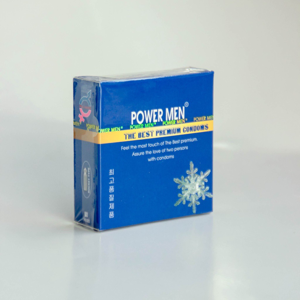 Bao cao su gân gai Power Men FROZEN tăng khoái cảm hương bạc hà mát lạnh có nhiều gel bôi trơn bcs gan gai 4 in 1