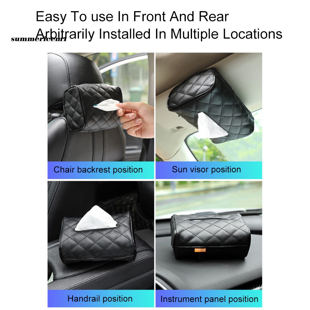 Hộp Đựng Khăn Giấy Giả Da Hình Chữ Nhật Gắn Sau Lưng Ghế Xe Hơi