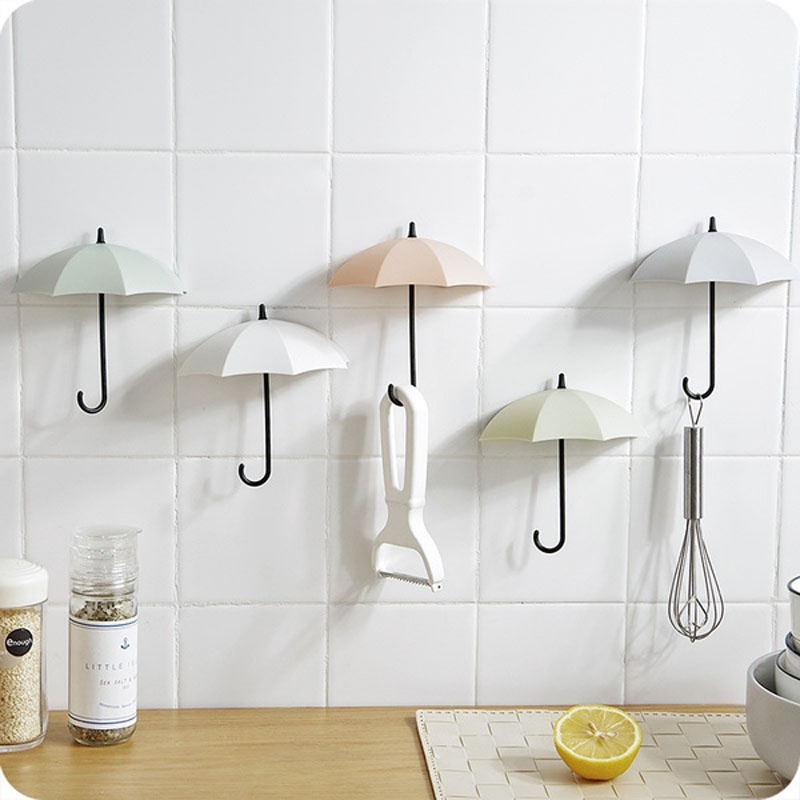 Set 3 móc treo đồ gắn tường thiết kế hình cây dù xinh xắn tiện lợi
