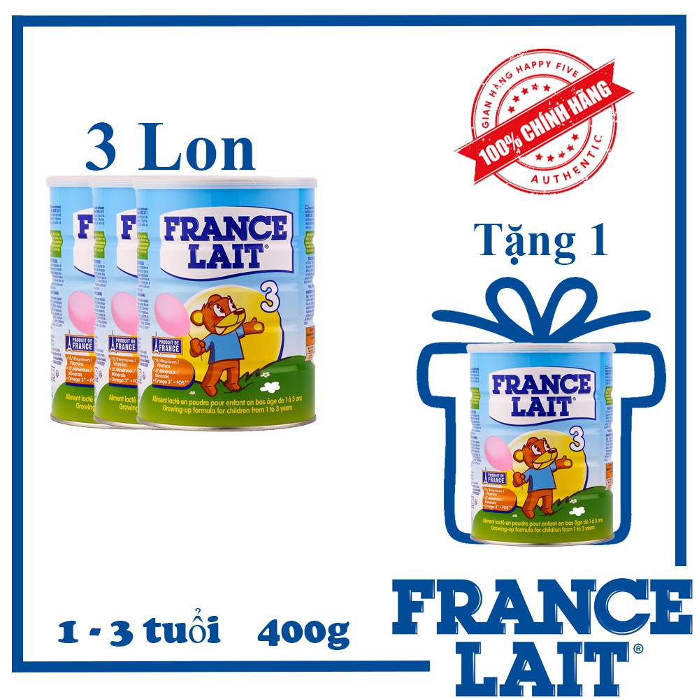 [ Tặng 1 lon Số 1 ⭐ 400g ] Combo 3 Sữa bột France Lait ( 400g )
