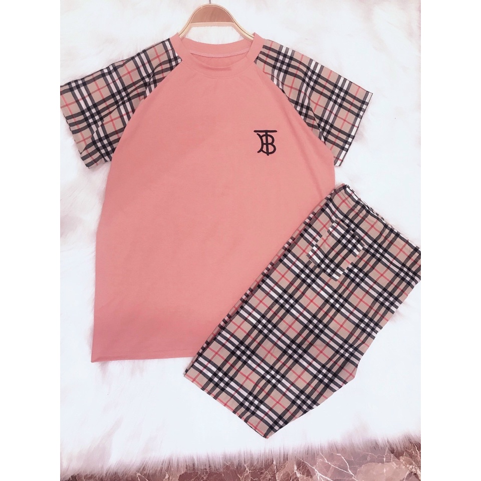 Đồ Bộ Bầu❤️Đồ Bộ Sau Sinh Tiện Lợi Thời Trang - Mẫu Đùi kẻ pha - Chất Cotton Đẹp