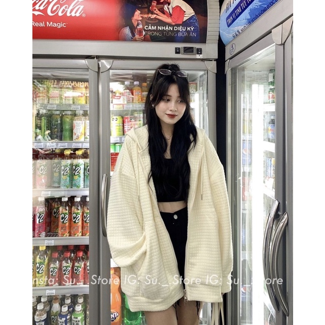 ÁO NỈ XỐP Ô DÁNG OVERSIZE ANXOVS