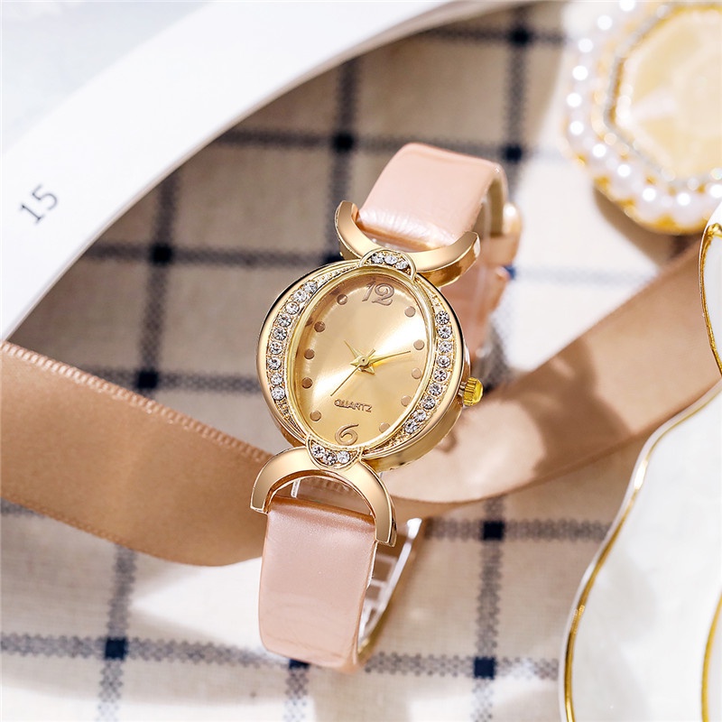 Đồng Hồ Quartz Nữ Đính Hột Xoàn Dây Da Thời Trang