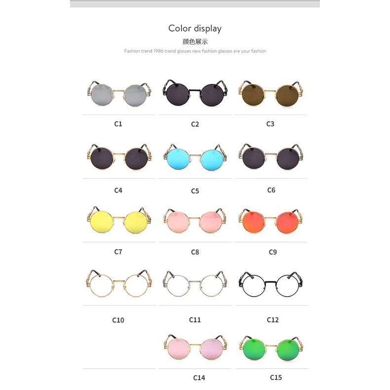 Kính Mát Gọng Tròn Phong Cách Steampunk Thời Trang Âu Mỹ 8010 Cho Nam Và Nữ